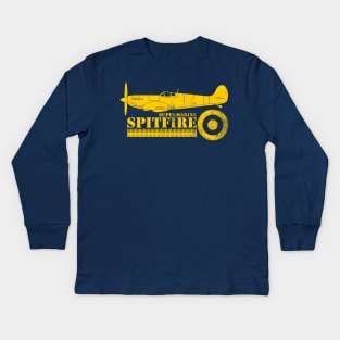 WW2 Battle of Britain Fighter - RAF Spitfire (distressed) Kids Long Sleeve T-Shirt